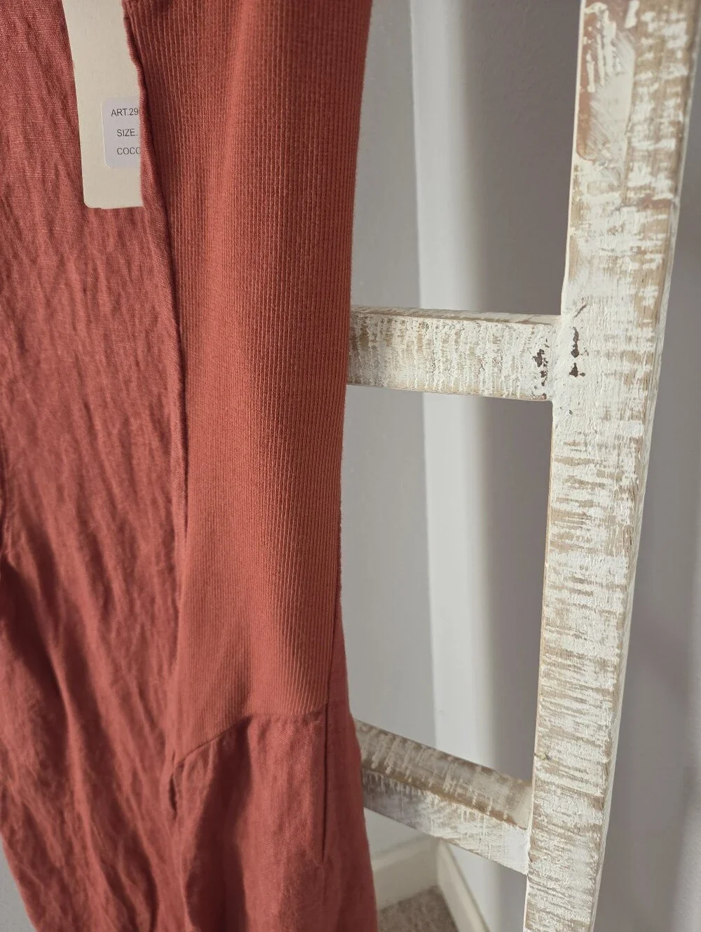 NWT Lina Tomei Linen Coccio Dress, Sz M. Rust, Burnt Orange With Beading - Picture 8 of 10